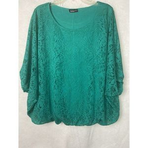 Janina Women's Size XX L 48 Shirt blouse top Green lace top